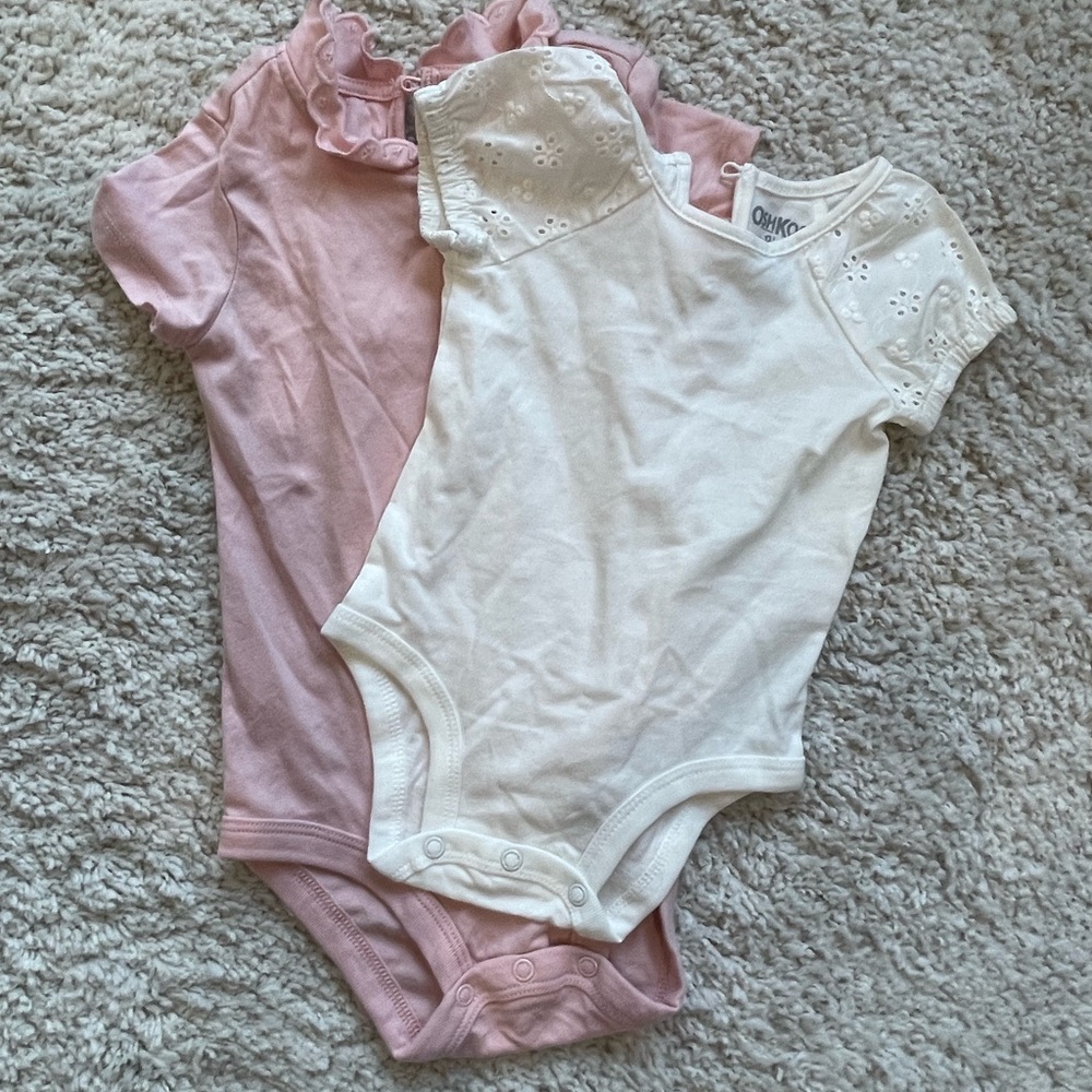 OshKosh B'gosh Pink and White Eyelet Bodysuit Duo